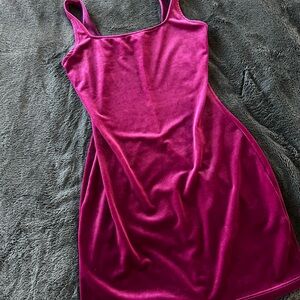 Urban Outfitters Velvet Dress in Deep Pink